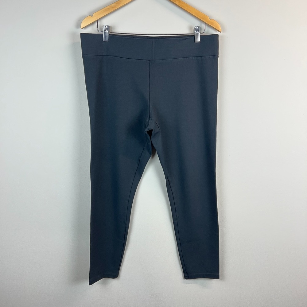 Loft Outlet Leggings Womens Large Black Stretch Knit Ankle Crop Wide Waistband L